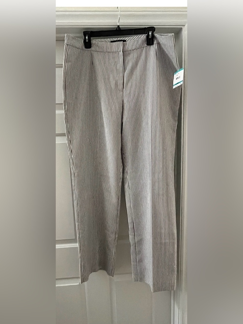 Kasper Striped Black & White Pleated Pants